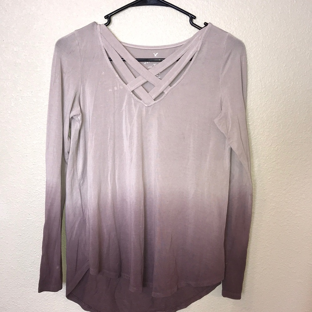 Soft & sexy cross-neck long sleeve tee